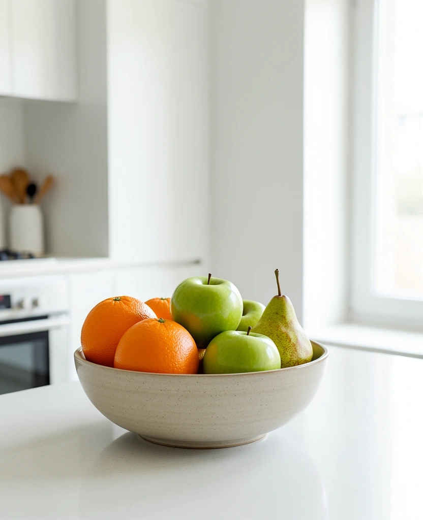 Frutas frescas en una cocina luminosa